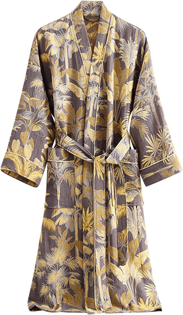 Dames Kimono Badjas Katoen Lichtgewicht Wafelstructuur Luchtig voor Zomer en Huis