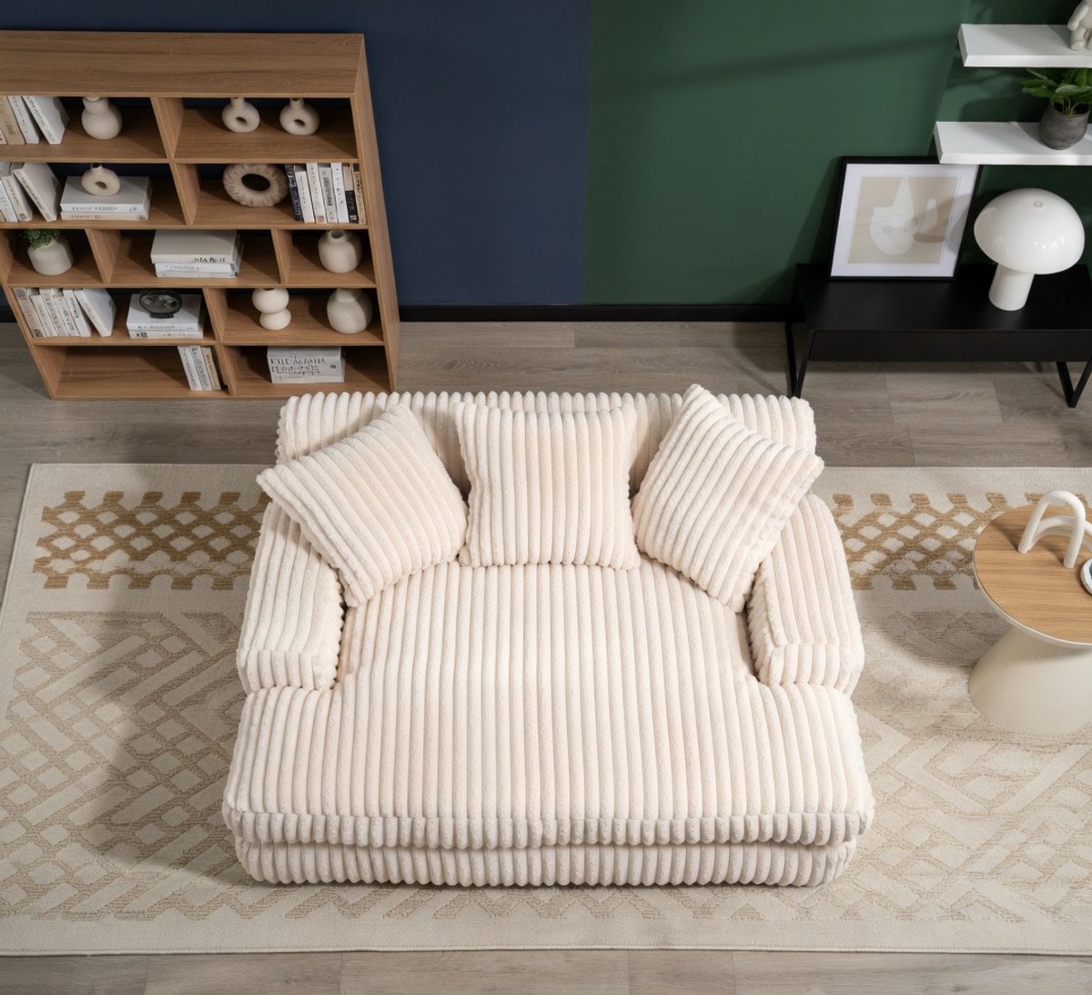 Cloudy Lounge Vloersofa – Comfortabele Corduroy Slaapbank met 3 Kussens voor Woonkamer, Slaapkamer en Appartement | Furniture Land
