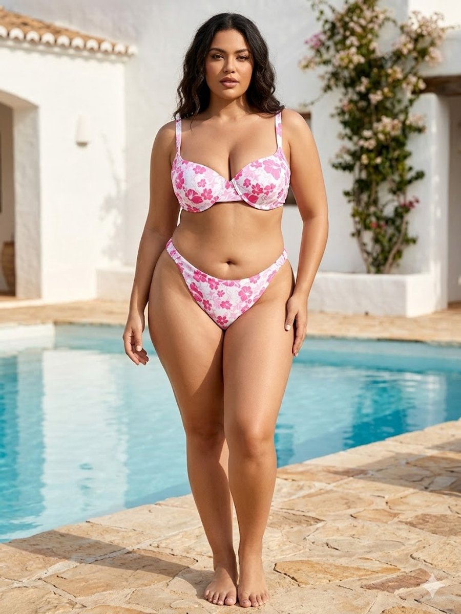 Bikini Set - Sexy Bikini Set - Push Up Tropical Pink Perfection Beugel Bikini Set 431 - Tropishe roze