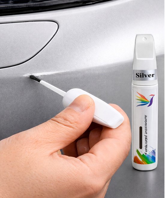 Stylo de Retouche Automobile Argent – 12ML Stylo de Retouche pour Peinture Automobile – Stylo de Réparation de Rayures Auto – Stylo de Peinture Résistant à la Rouille pour Petites Rayures et Impacts de Gravillons – Car Paint Repair Pen