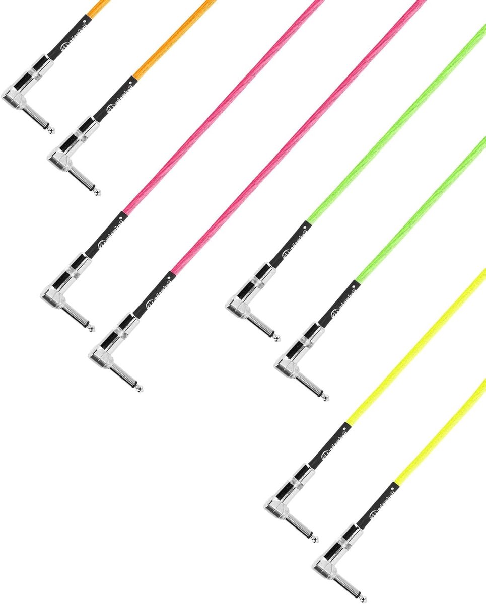 Set van 4 Patchkabels voor Pedaalbord met Hoekconnectoren, 0.3 Meter
