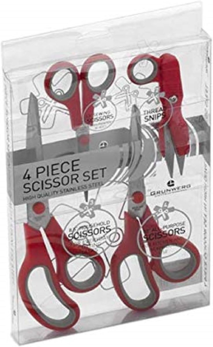 Set van 4 Ergonomische Scharen RVS - Multifunctioneel Huishoudelijk Knippenset