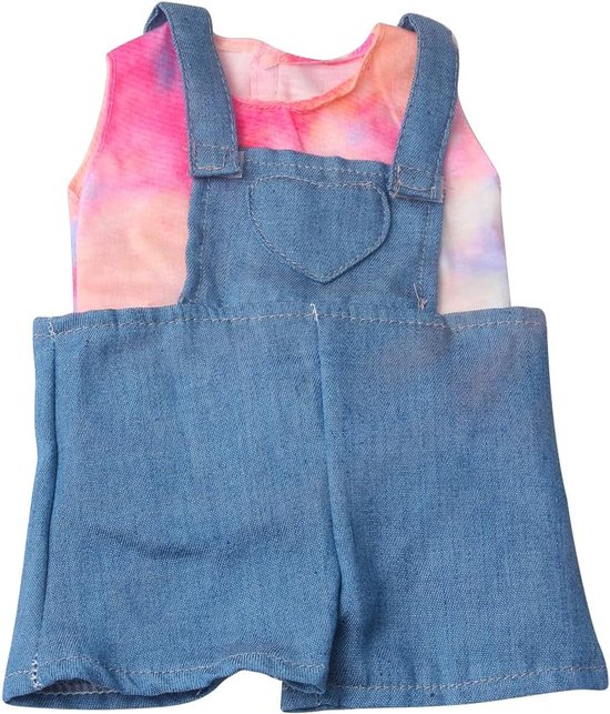Poppenkleding Set - Zomerkleding Jurkjes - Poppen Aankleden - Stijlvolle Overalls - 18 Inch Poppen - Denim Blauw van Merkloos — afbeelding 2