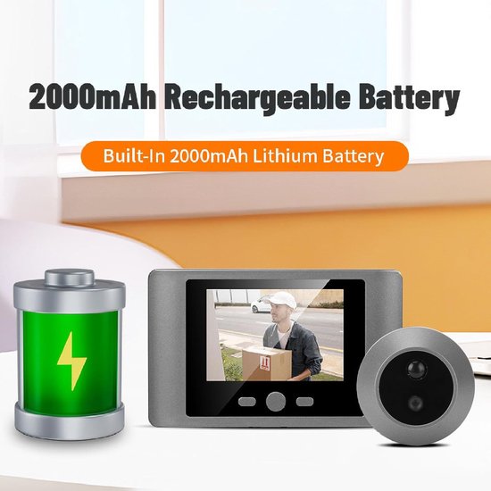 Digitale Deurbel Camera met PIR Bewegingssensor en Nachtzicht - Deurspion met 2.8 Inch LCD Scherm — afbeelding 2