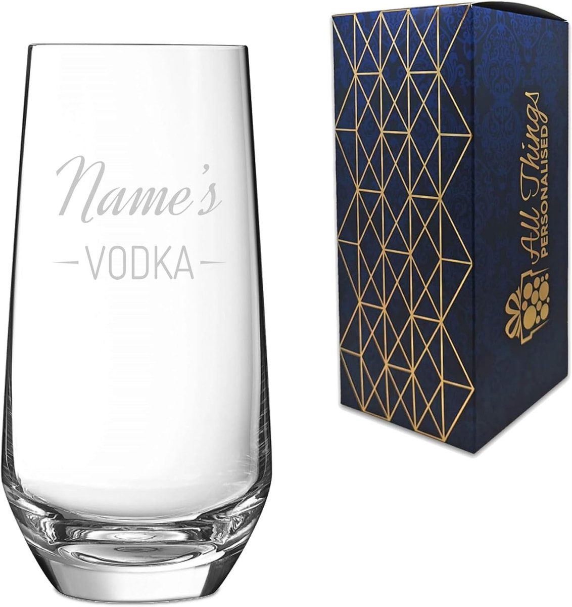 Gegraveerd Tumbler Glas met Naam – Gepersonaliseerd Wodka Drinkglas met Geschenkdoos