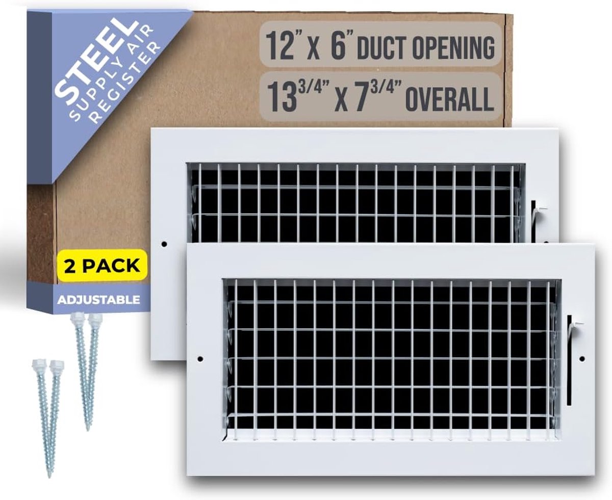 2 Stuks Verstelbare Ventilatierooster Wit Staal voor Plafond en Zijwand Geschikt voor 30x15 cm