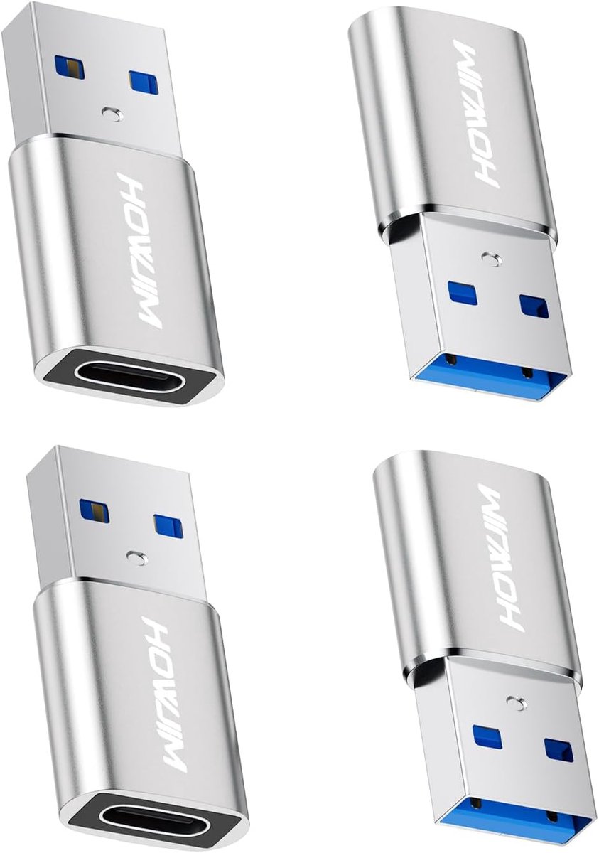 4-Pack USB 3.0 naar USB C Adapter met Snelle Oplaad- en Gegevensoverdracht