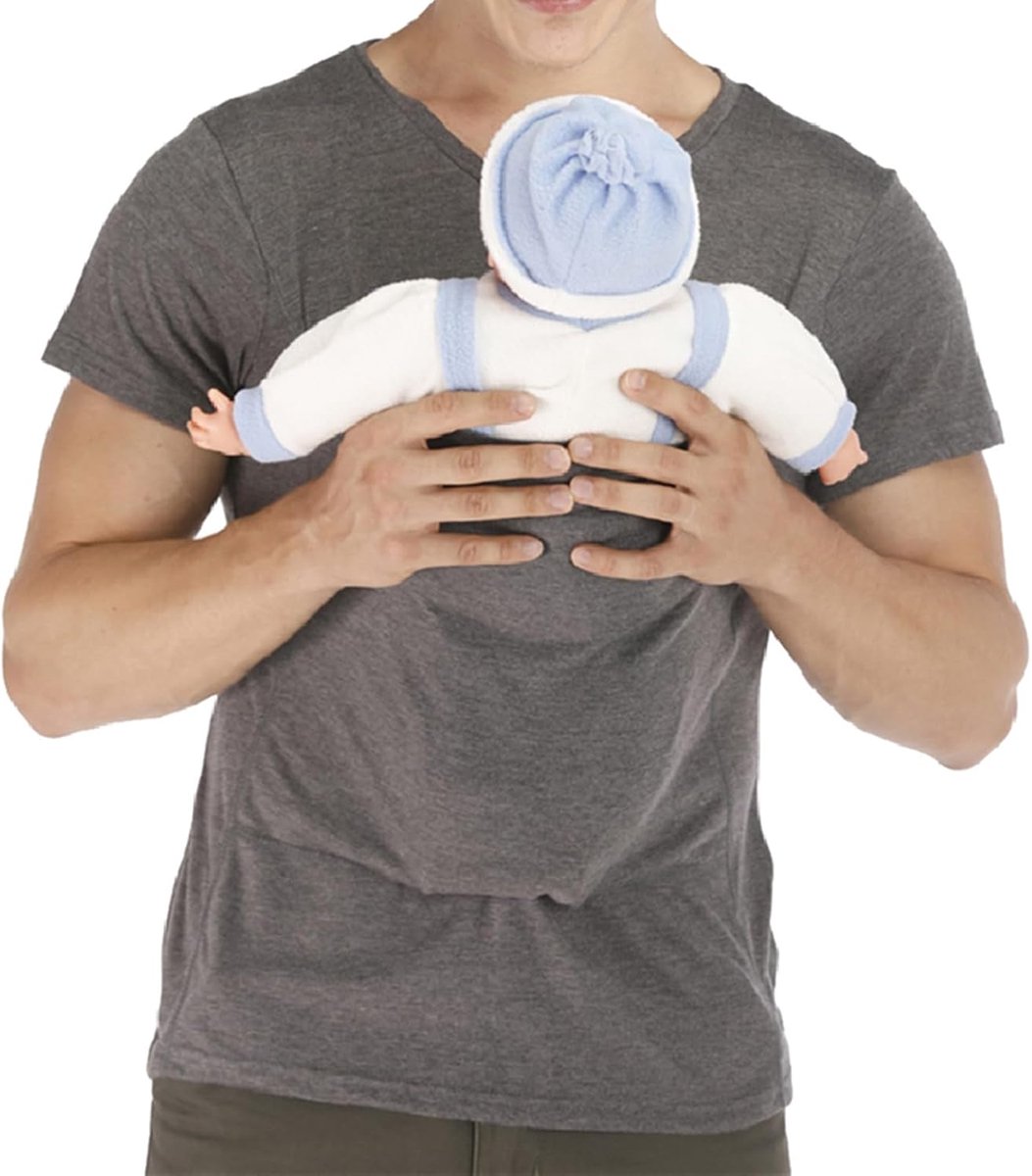 Babydrager T-shirt - Kangoeroe shirt - Huid op huid contact - Grote uitbreidbare zak - Maat XL - Grijs