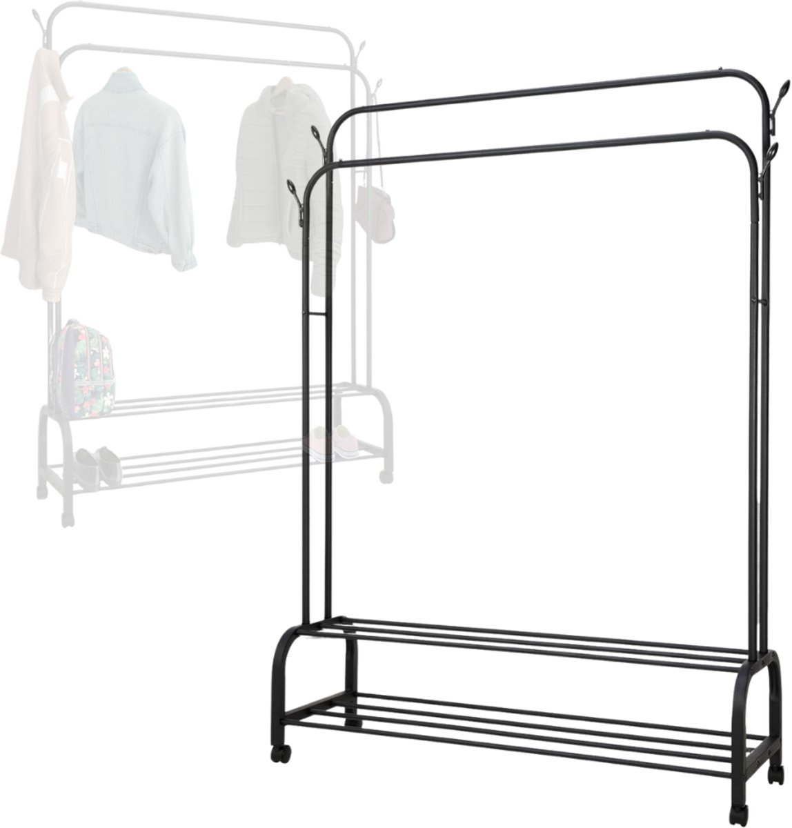 White-Label® Kledingrek Op Wieltjes - Dressboy - Kledingstang