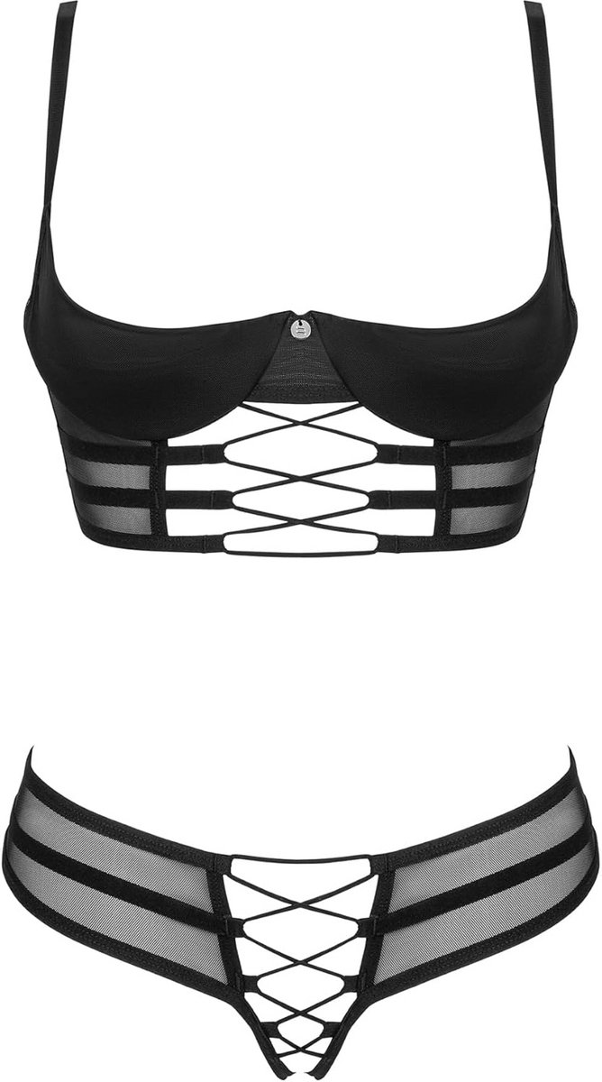 Verleidelijke Lingerieset Dames met Beha, Slip en Satijnen Blinddoek