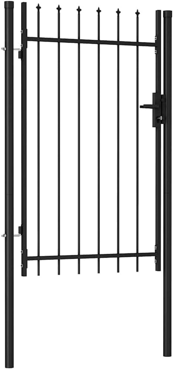 Stevige Tuinpoort Zwart 100x150 cm met Puntkoppen - Stalen Sierhek