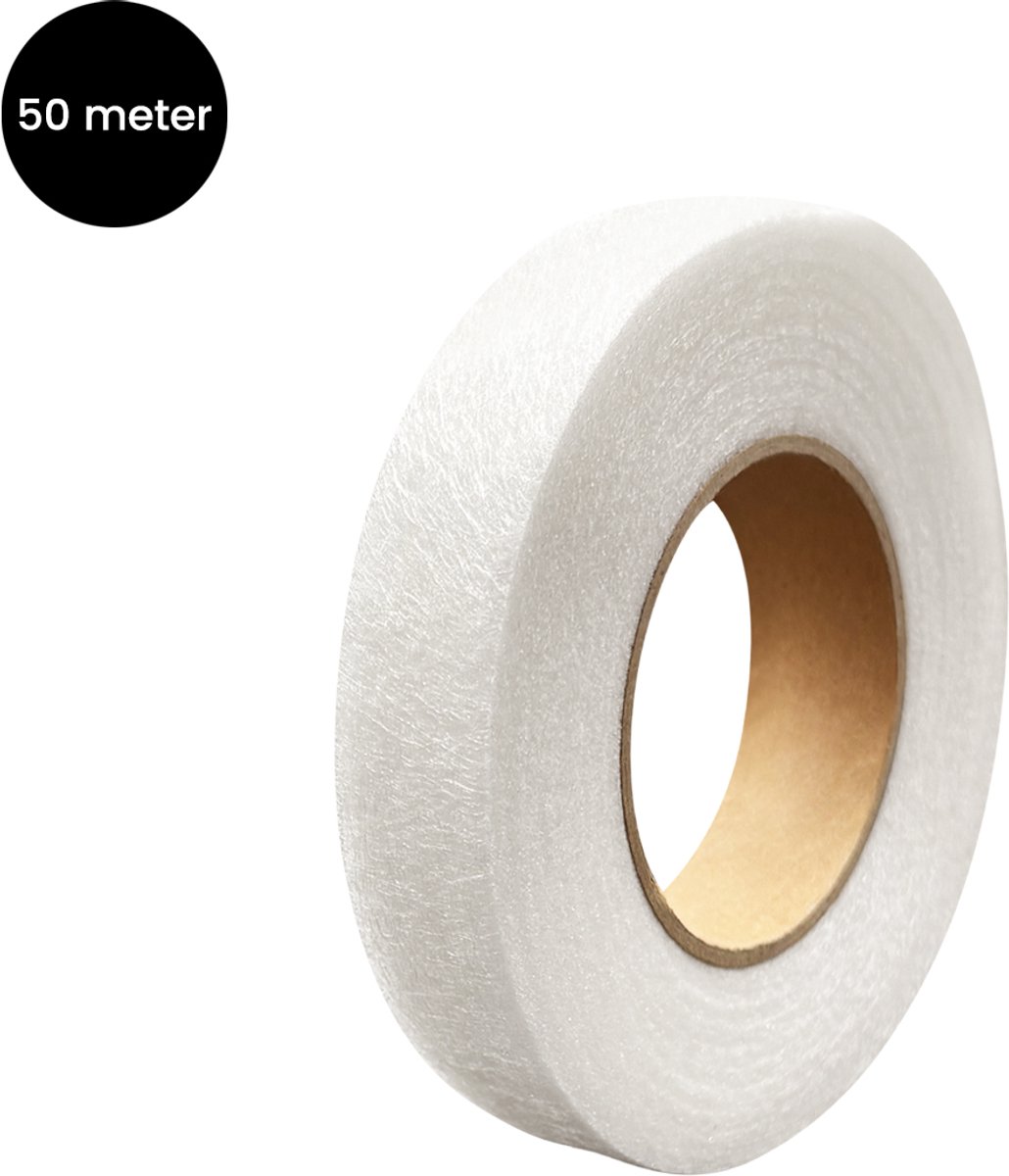 Purepeak Strijkband - 50 meter - Gordijnband voor Plooien - Zoomband - Kantenband - 2 cm Breedte - Waterproof - Opstrijkbaar - Vlieseline
