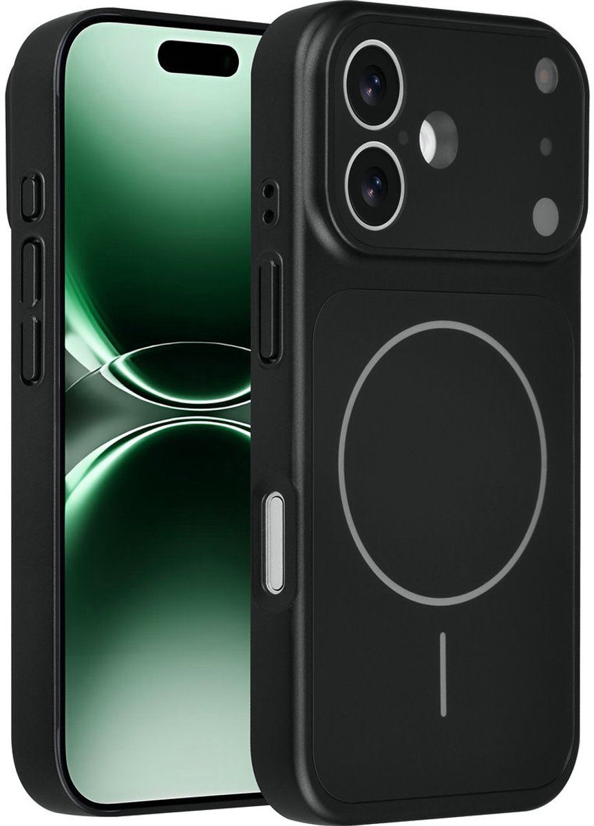 AG Matte Glass iPhone 16 Backcover hoesje - Magsafe full protection cover - Zwart