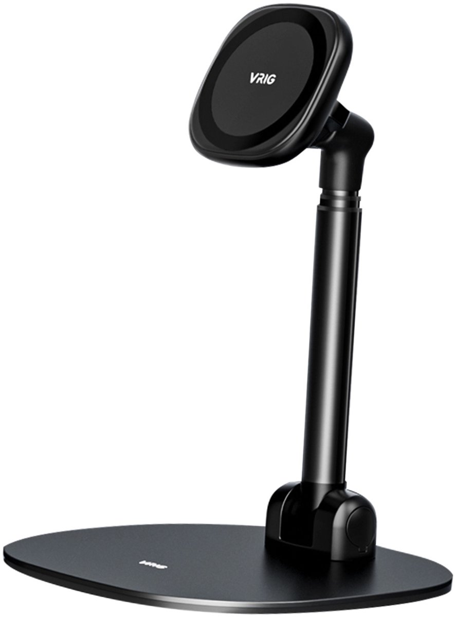 Bureau Telefoonhouder Magnetisch voor iPhone 12/13/14 - Verstelbare Hoogte 17-30cm - Aluminiumlegering - 360° Draaibaar & Opvouwbaar - Zwart