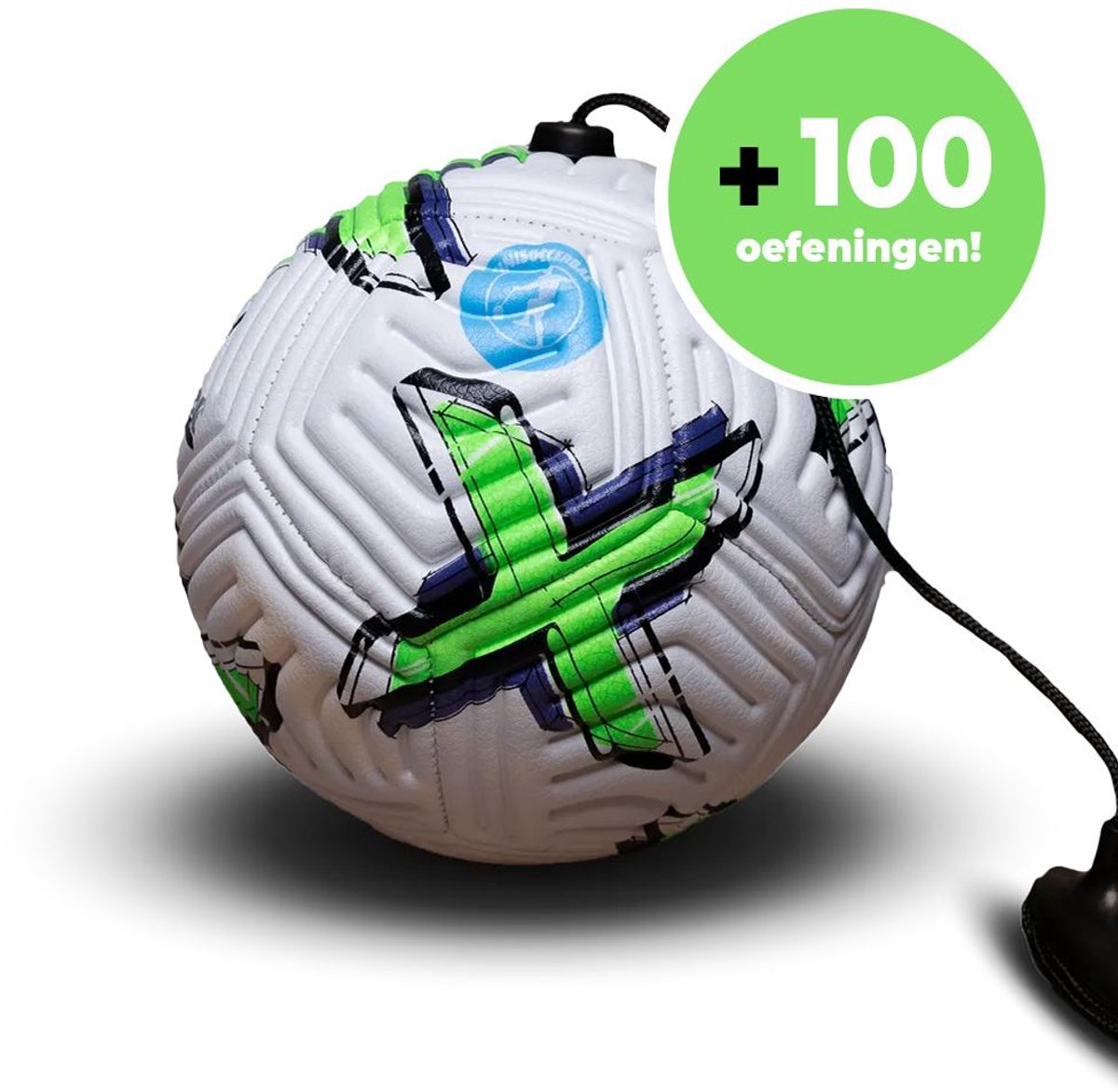 Minisoccerbal voetbal aan touw - techniekbal - Verjaardagscadeau - buitenspeelgoed - Met 100 oefeningen - Groen - Elite