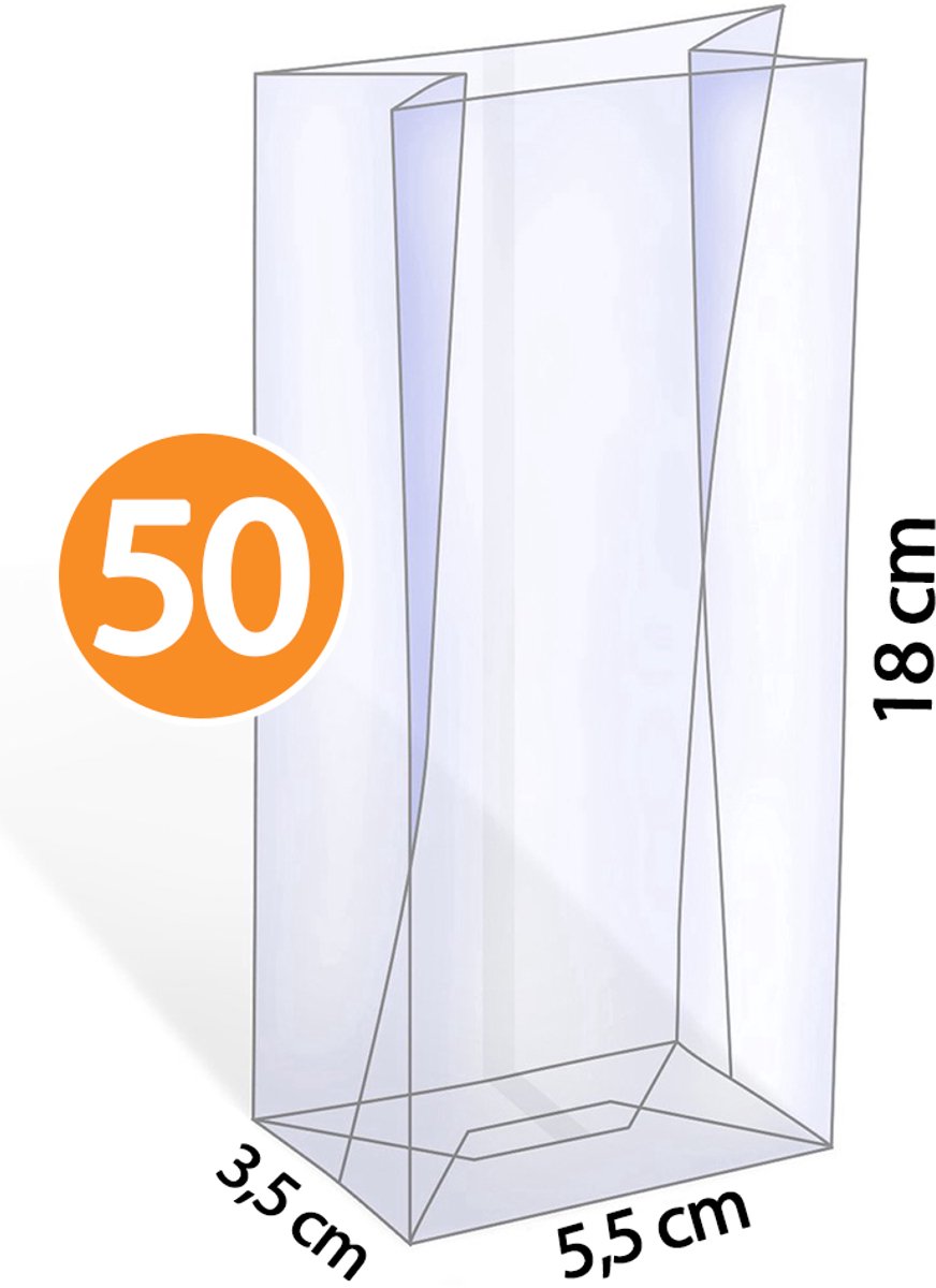50x Uitdeelzakjes Mini - 18 x 5,5 x 3.5 cm | Blokbodemzakjes transparant | Plastic Zakjes | Cellofaanzakjes | Uitdeelzakjes transparantUitdeelzakjes voor kinderen | Cadeauzakjes | Inpakzakjes | Traktatie zakjes | Verpakkingszakjes voor Uitdeelcadeaus