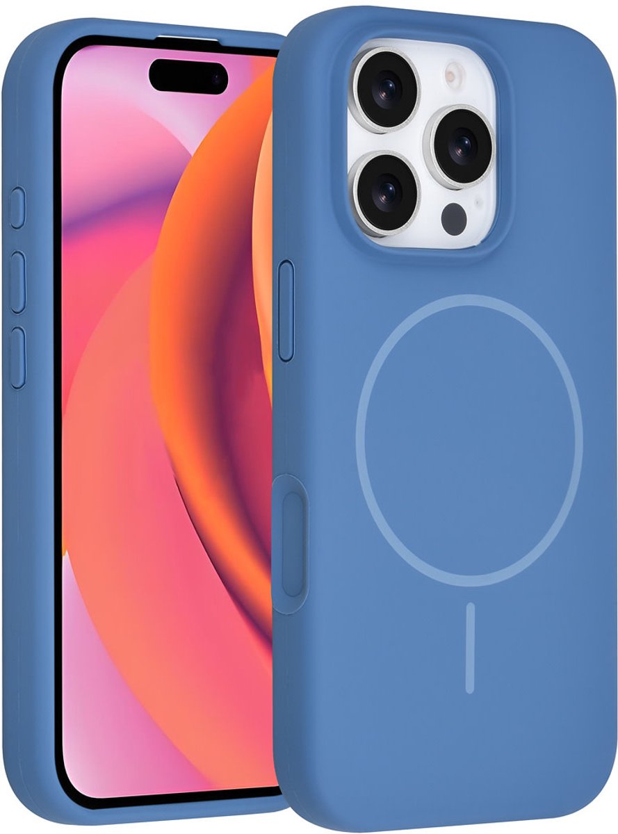 TUNIQ telefoonhoesje voor Apple iPhone 16 Pro - MagSafe siliconen backcover - Blauw