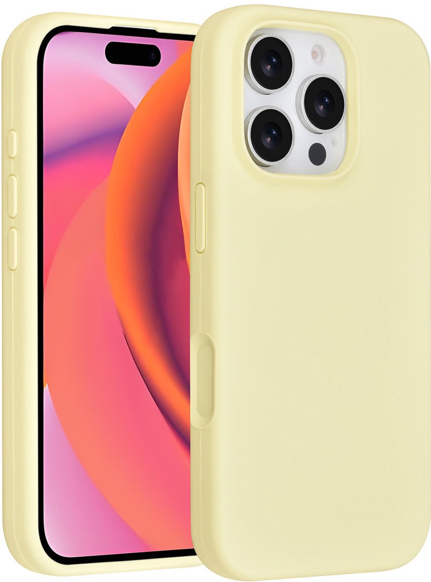 TUNIQ telefoonhoesje voor Apple iPhone 16 Pro - Siliconen backcover - Geel