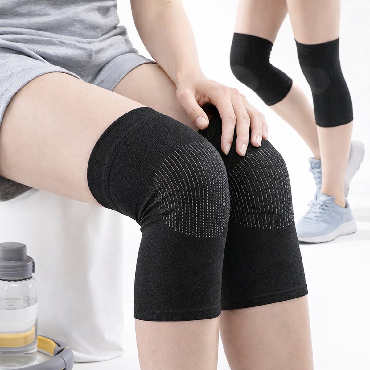 Knieband Sport – Elastische Knie Support – Comfort & Stabiliteit – Ademend & Flexibel – Fitness, Hardlopen & Training – Zwart (1 Paar)