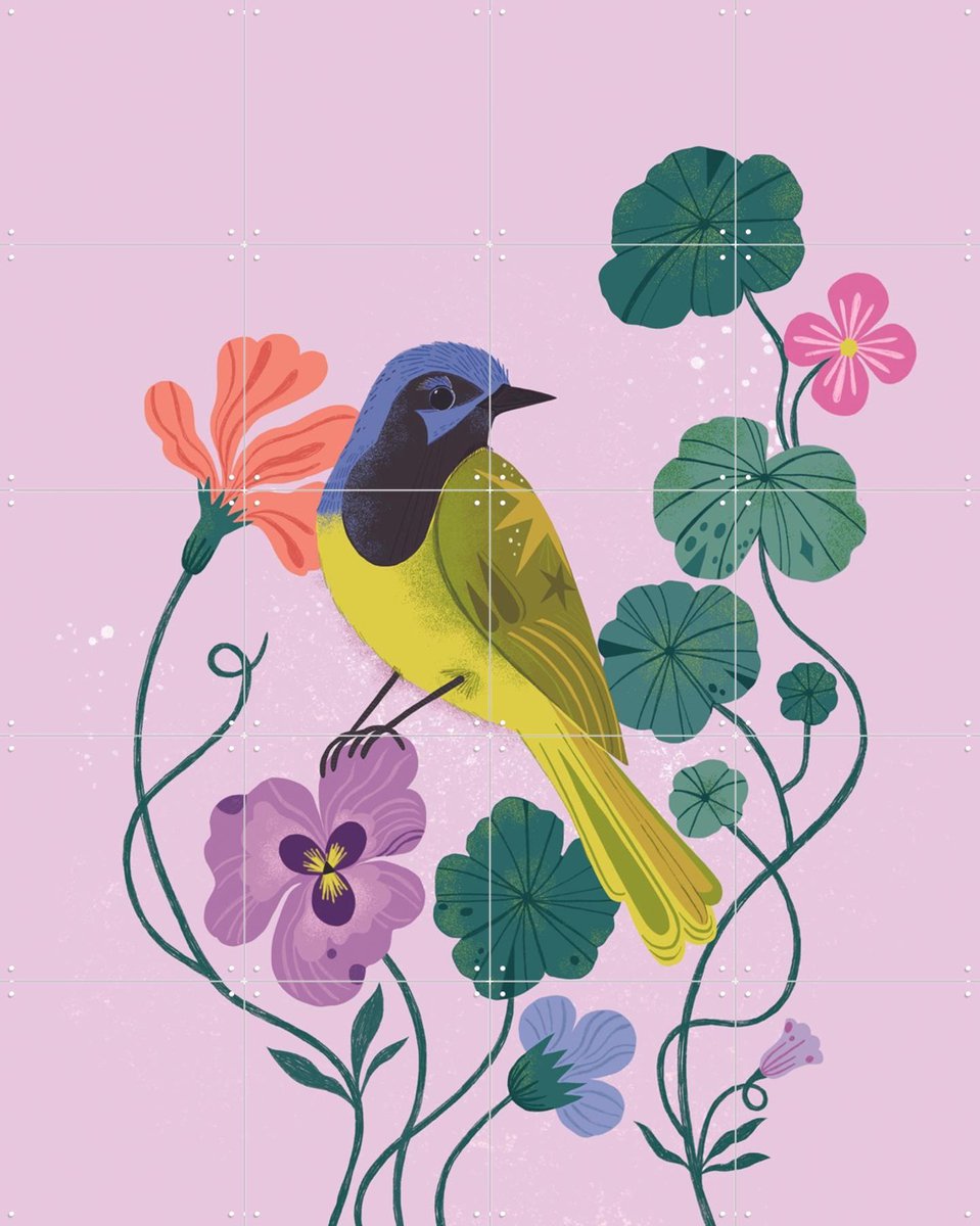 IXXI Green Jay, Bethan Janine - 80 x 100 cm - Gratis ophangtool - Grote wanddecoratie en posters - Grafisch Ontwerp, Kleurrijk, Speels, Illustraties