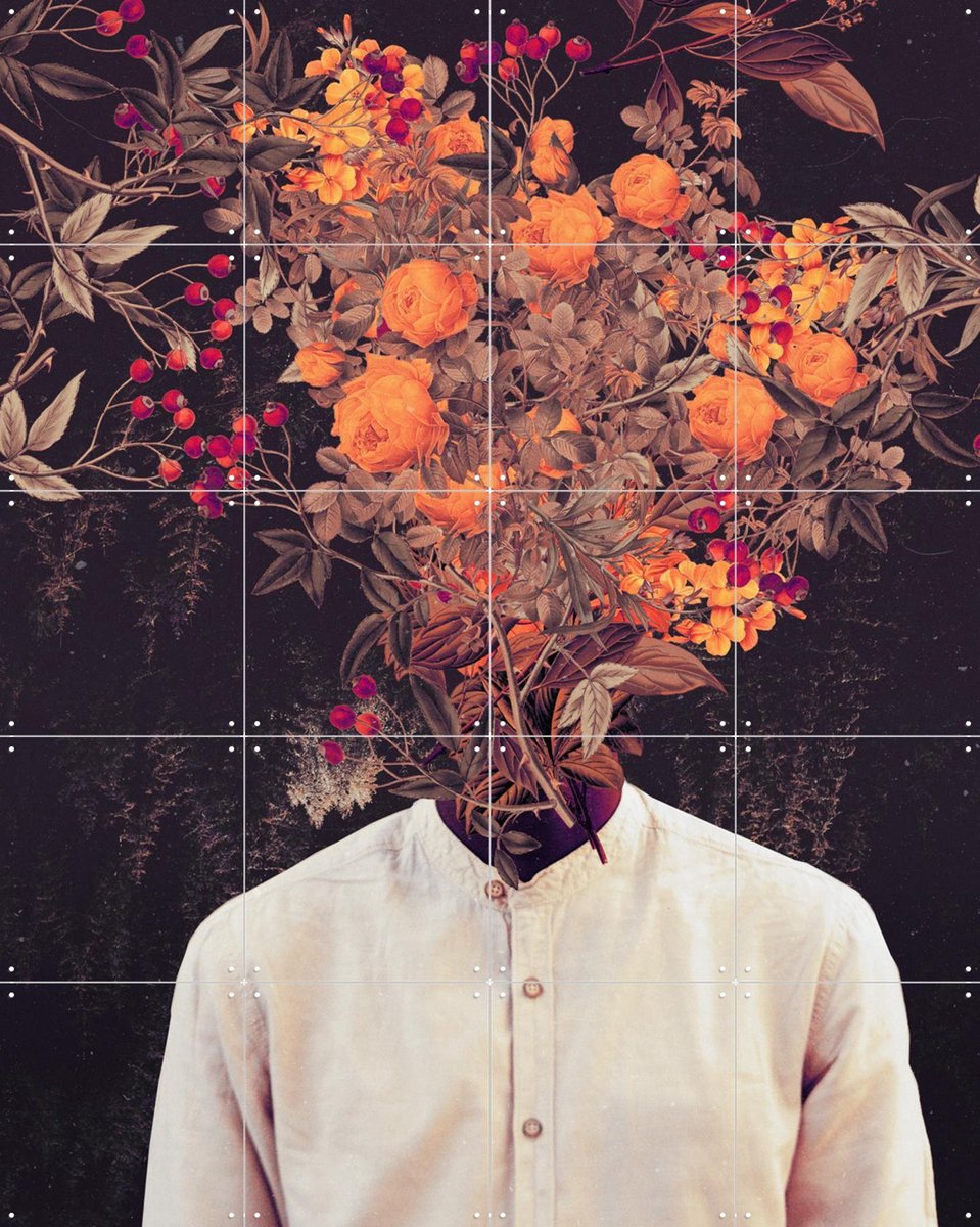 IXXI Bloom, Frank Moth - 80 x 100 cm - Gratis ophangtool - Grote wanddecoratie en posters - Surrealisme, Digitale Kunst, Gemengde Technieken, Vintage