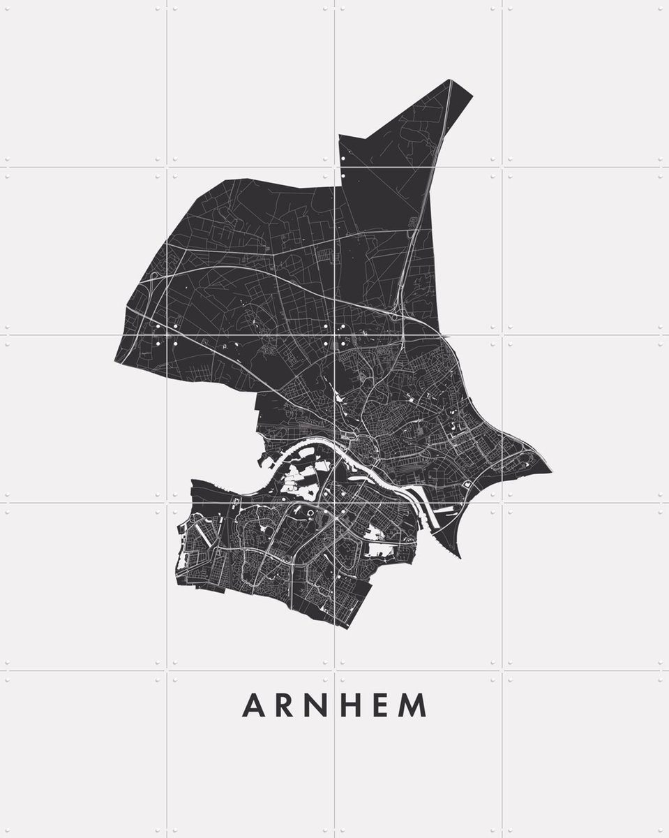 IXXI Arnhem City Map, Kunst in Kaart - 80 x 100 cm - Gratis ophangtool - Grote wanddecoratie en posters - Abstract, Minimalisme, Line art, Grafisch