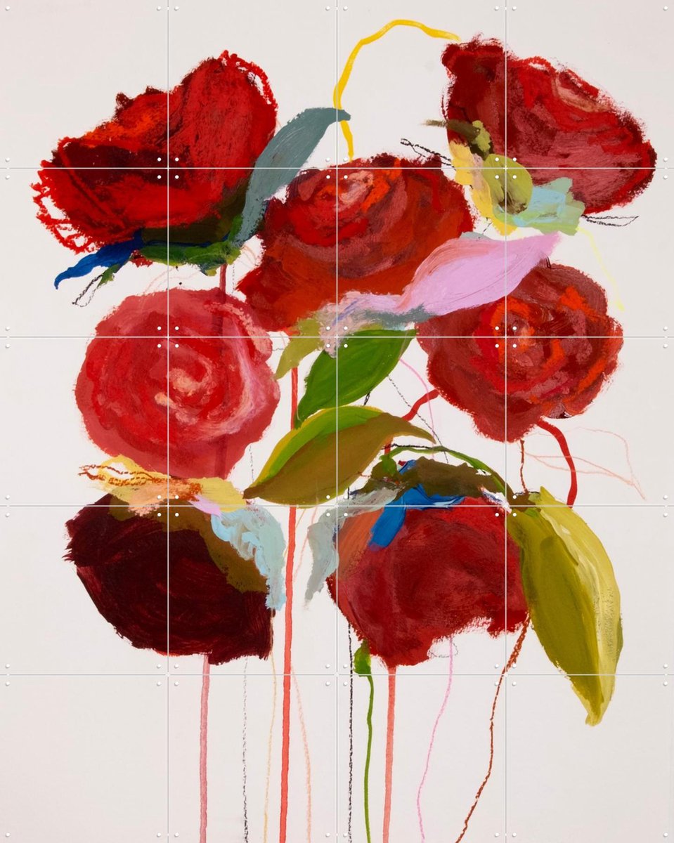 IXXI My Red Door, Leigh Viner - 80 x 100 cm - Gratis ophangtool - Grote wanddecoratie en posters - Abstract, Kwaststreken, Olieverf, Slaapkamer