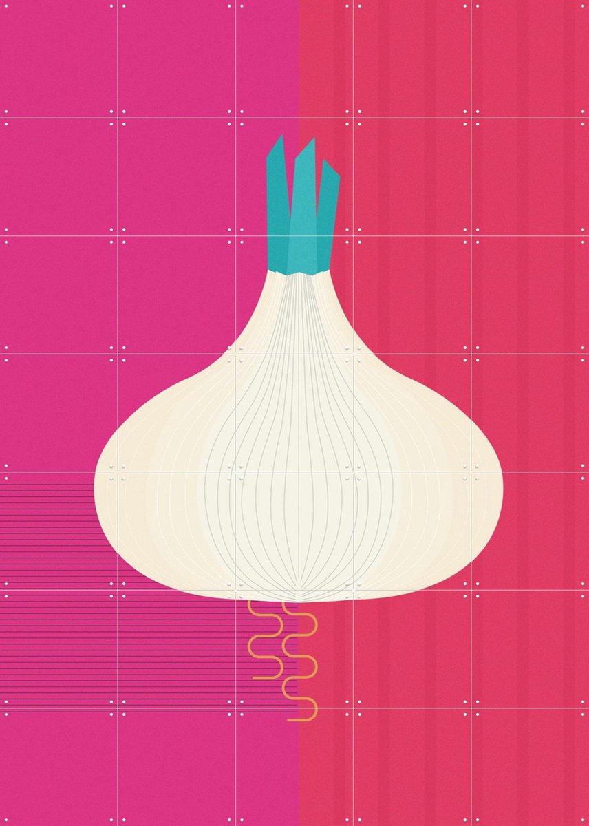 IXXI Garlic, Jetske Kox - 100 x 140 cm - Gratis ophangtool - Grote wanddecoratie en posters - Illustraties, Digitale Kunst, Minimalisme, Kleurrijk