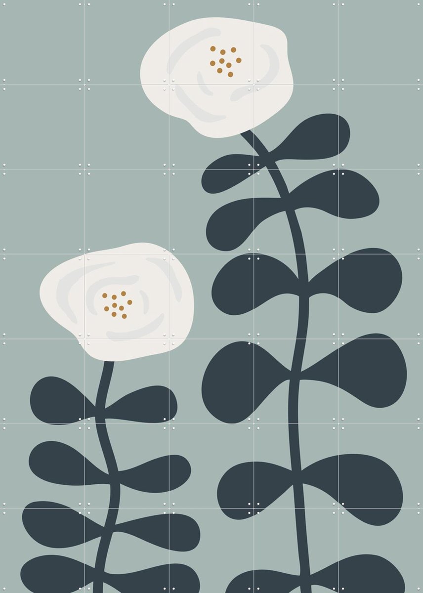 IXXI Blooming Flowers, Little Otja - 100 x 140 cm - Gratis ophangtool - Grote wanddecoratie en posters - Minimalisme, Illustraties, Geometrische