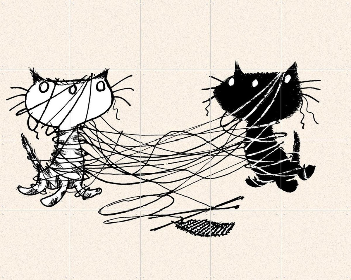 IXXI Pim & Pom 8, Fiep Westendorp - 100 x 80 cm - Gratis ophangtool - Grote wanddecoratie en posters - Cartoonesk, Illustraties, Speels, Line art