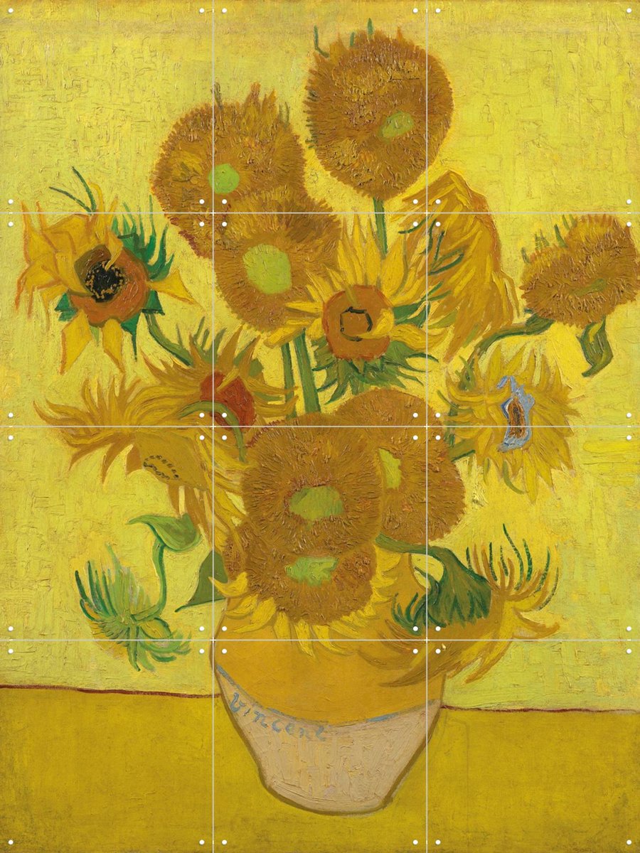 IXXI Zonnebloemen (1889), Vincent van Gogh (1853 - 1890) & Van Gogh Museum - 60 x 80 cm - Gratis ophangtool - Grote wanddecoratie en posters -