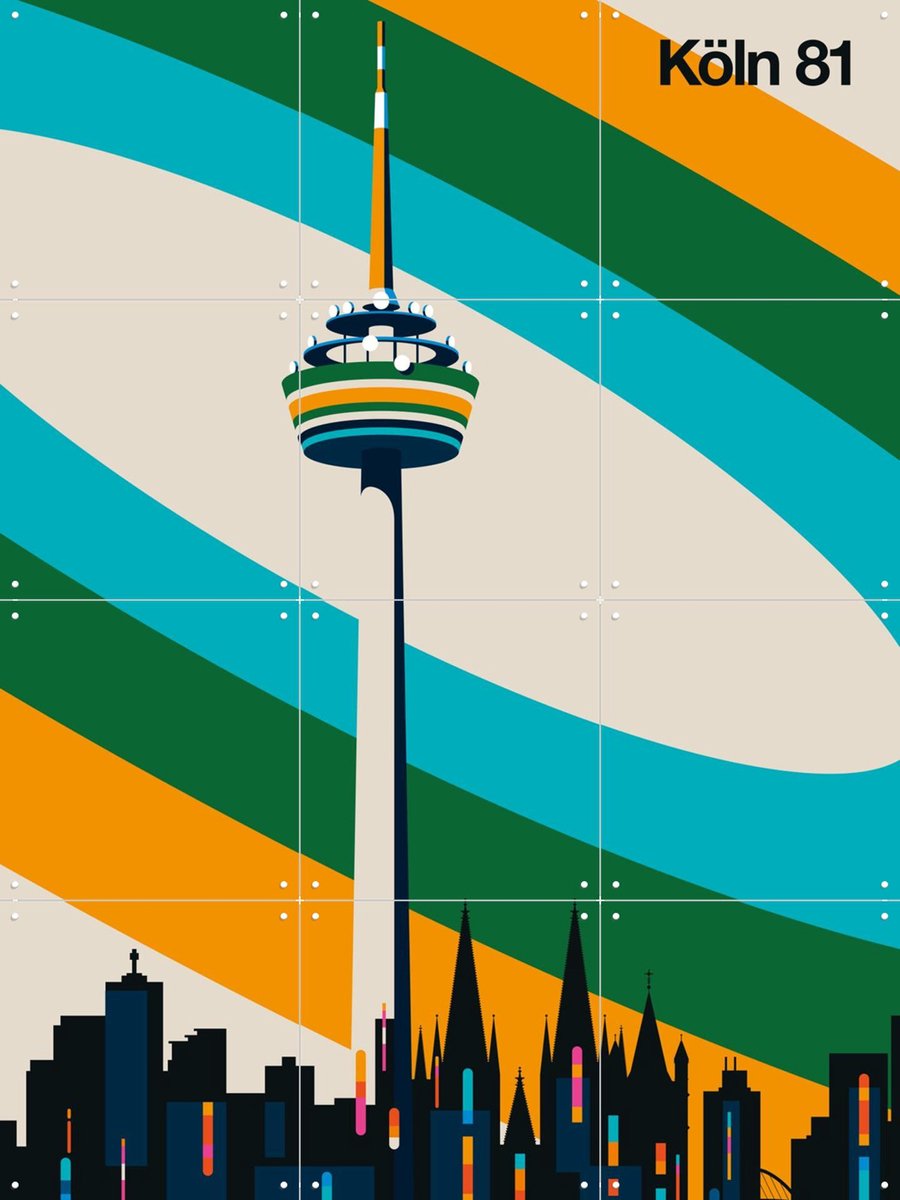 IXXI Köln 81, Bo Lundberg - 60 x 80 cm - Gratis ophangtool - Grote wanddecoratie en posters - Illustraties, Kleurrijk, Geometrische Kunst, Grafisch