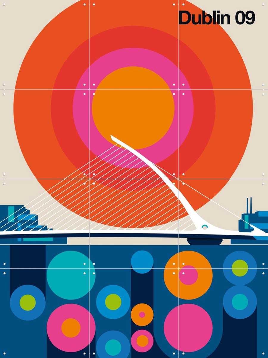 IXXI Dublin 09, Bo Lundberg - 60 x 80 cm - Gratis ophangtool - Grote wanddecoratie en posters - Geometrische Kunst, Digitale Kunst, Kleurrijk