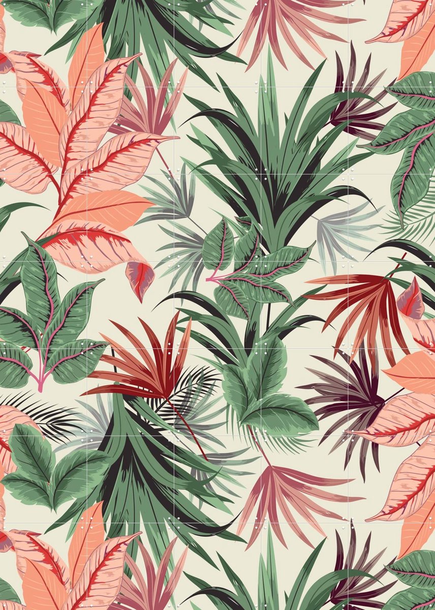 IXXI Pink Jungle, Creative Lab Amsterdam - 100 x 140 cm - Gratis ophangtool - Grote wanddecoratie en posters - Illustraties, Grafisch Ontwerp