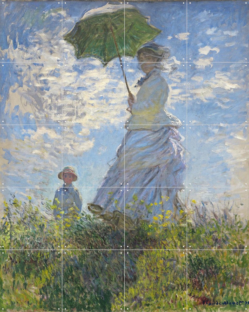 IXXI Women with a Parasol - Madame Monet and Son, Claude Monet & Bridgeman Images - 80 x 100 cm - Gratis ophangtool - Grote wanddecoratie en posters -