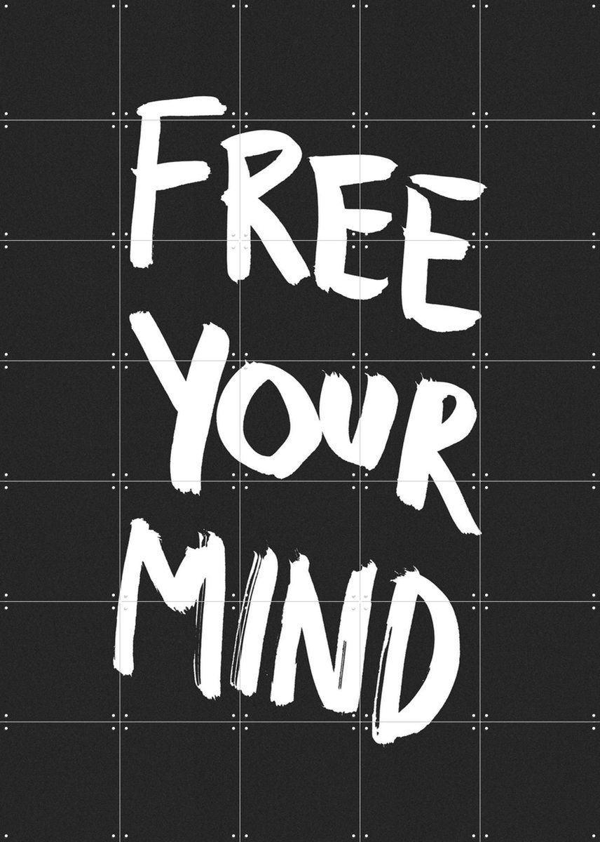 IXXI Free your Mind black, Marcus Kraft - 100 x 140 cm - Gratis ophangtool - Grote wanddecoratie en posters - Grafisch Ontwerp, Pop art, Illustraties