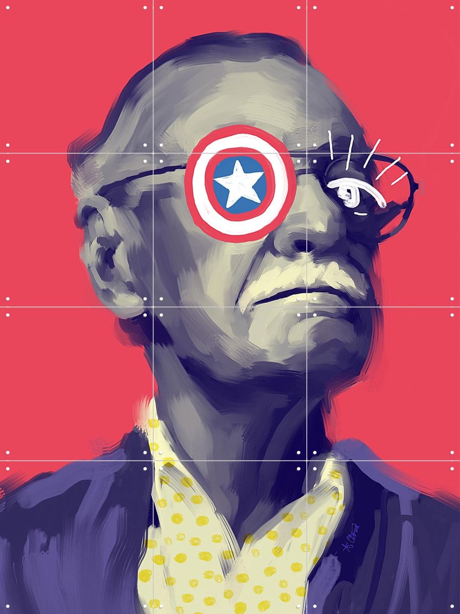 IXXI Stan Lee, Pop-art by Tadej - 60 x 80 cm - Gratis ophangtool - Grote wanddecoratie en posters - Kleurrijk, Pop art, Illustraties, Digitale Kunst