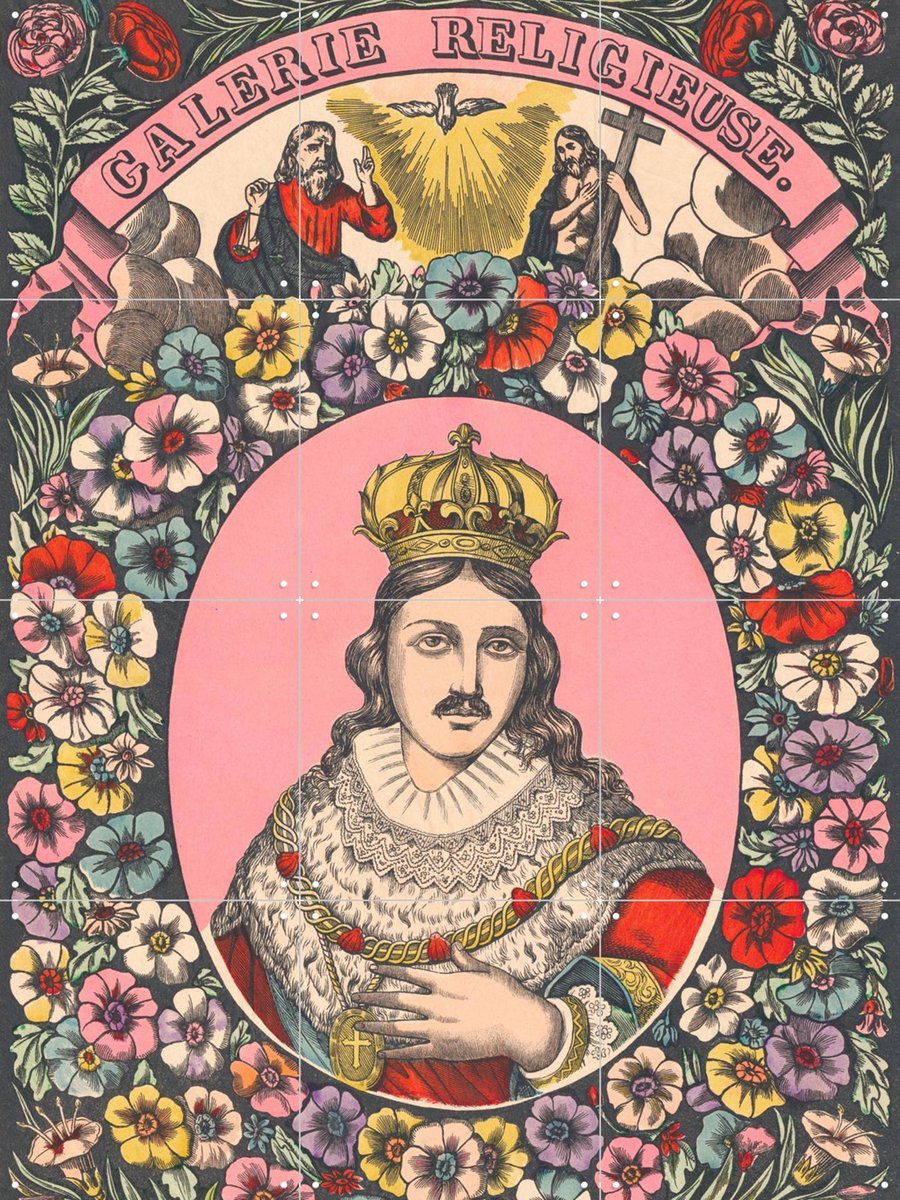 IXXI Louis, Aster Edition - 60 x 80 cm - Gratis ophangtool - Grote wanddecoratie en posters - Kleurrijk, Vintage, Illustraties, Woonkamer, Slaapkamer