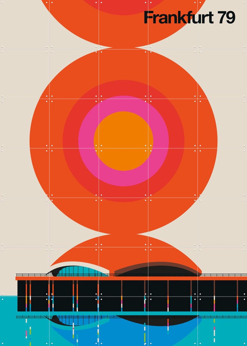 IXXI Frankfurt 79, Bo Lundberg - 100 x 140 cm - Gratis ophangtool - Grote wanddecoratie en posters - Kleurrijk, Illustraties, Geometrische Kunst