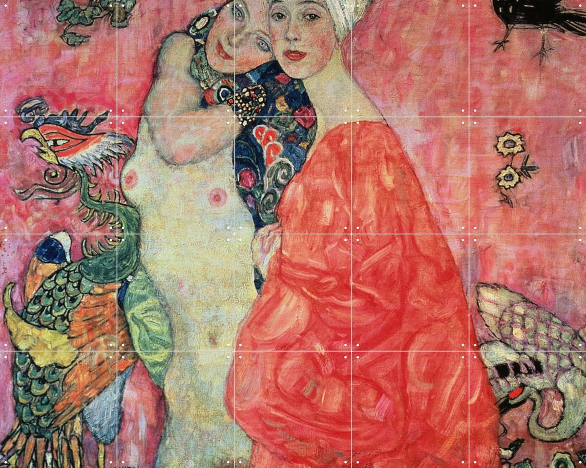 IXXI The Girlfriends, Gustav Klimt & Bridgeman Images - 100 x 80 cm - Gratis ophangtool - Grote wanddecoratie en posters - Art Nouveau, Olieverf