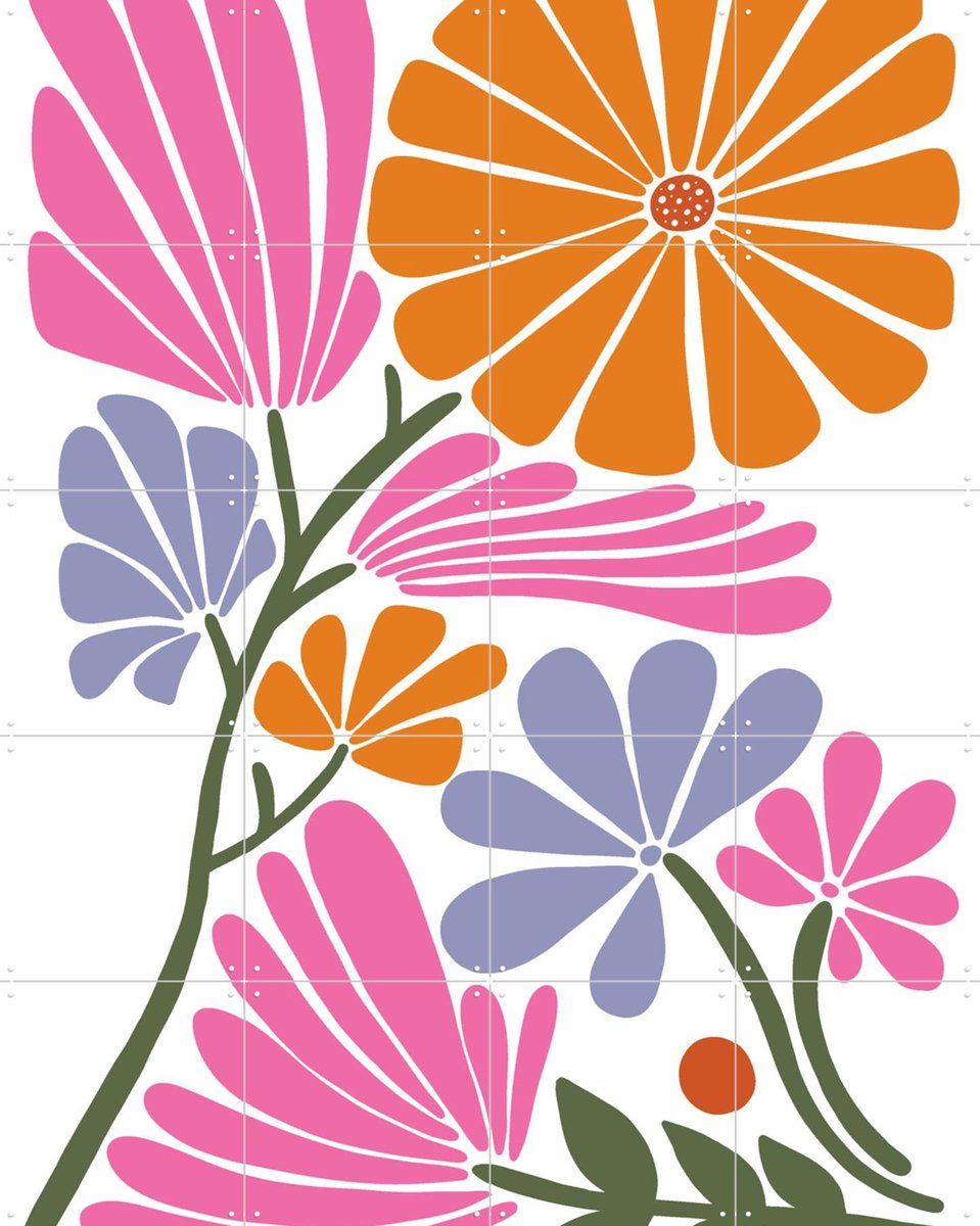 IXXI Folklore Bloom, BAINAI - 80 x 100 cm - Gratis ophangtool - Grote wanddecoratie en posters Slaapkamer, Studeerkamer, Babykamer, Kinderkamer
