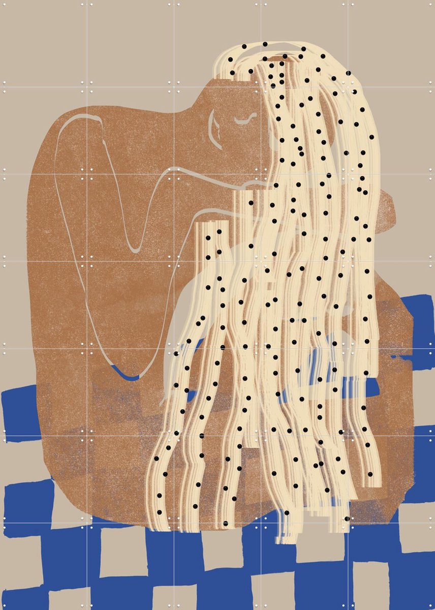 IXXI Moody girl, The Miuus Studio - 100 x 140 cm - Gratis ophangtool - Grote wanddecoratie en posters - Minimalisme, Abstract, Speels, Illustraties