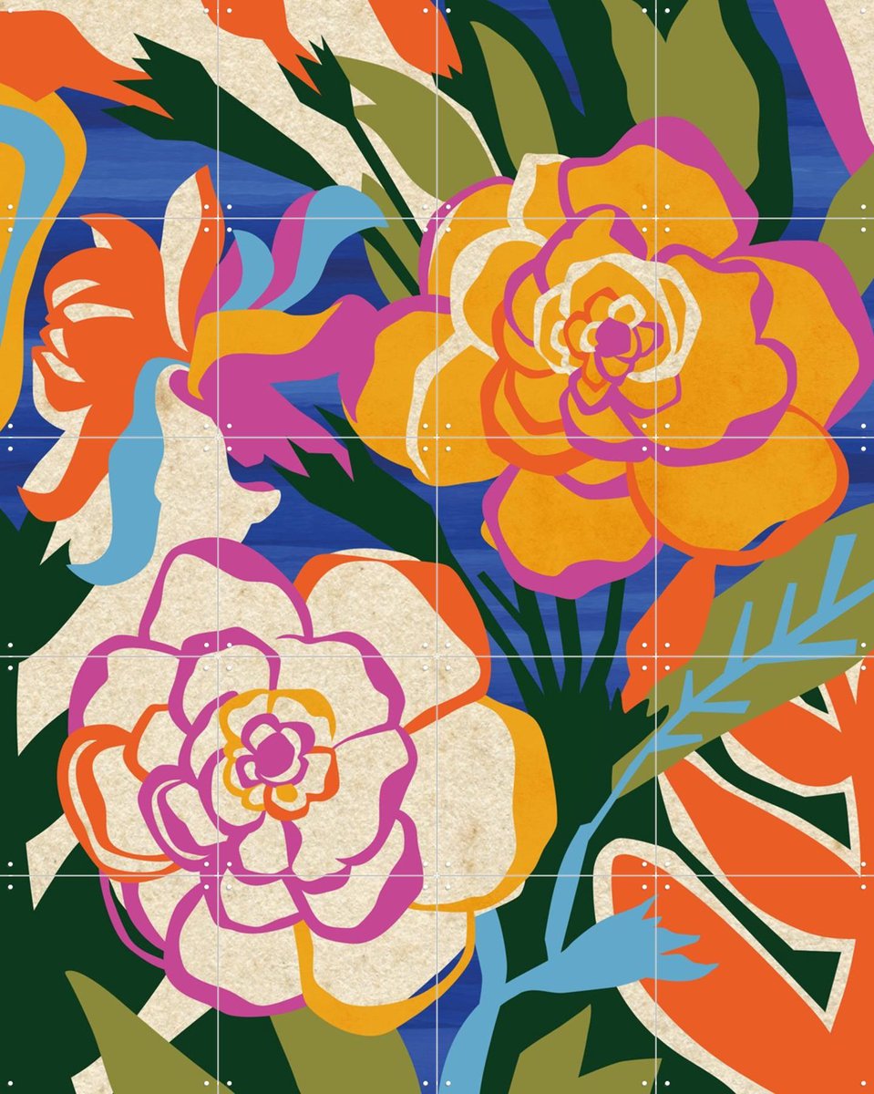 IXXI Gardenia, Megan Gallagher - 80 x 100 cm - Gratis ophangtool - Grote wanddecoratie en posters - Digitale Kunst, Kleurrijk, Speels, Illustraties