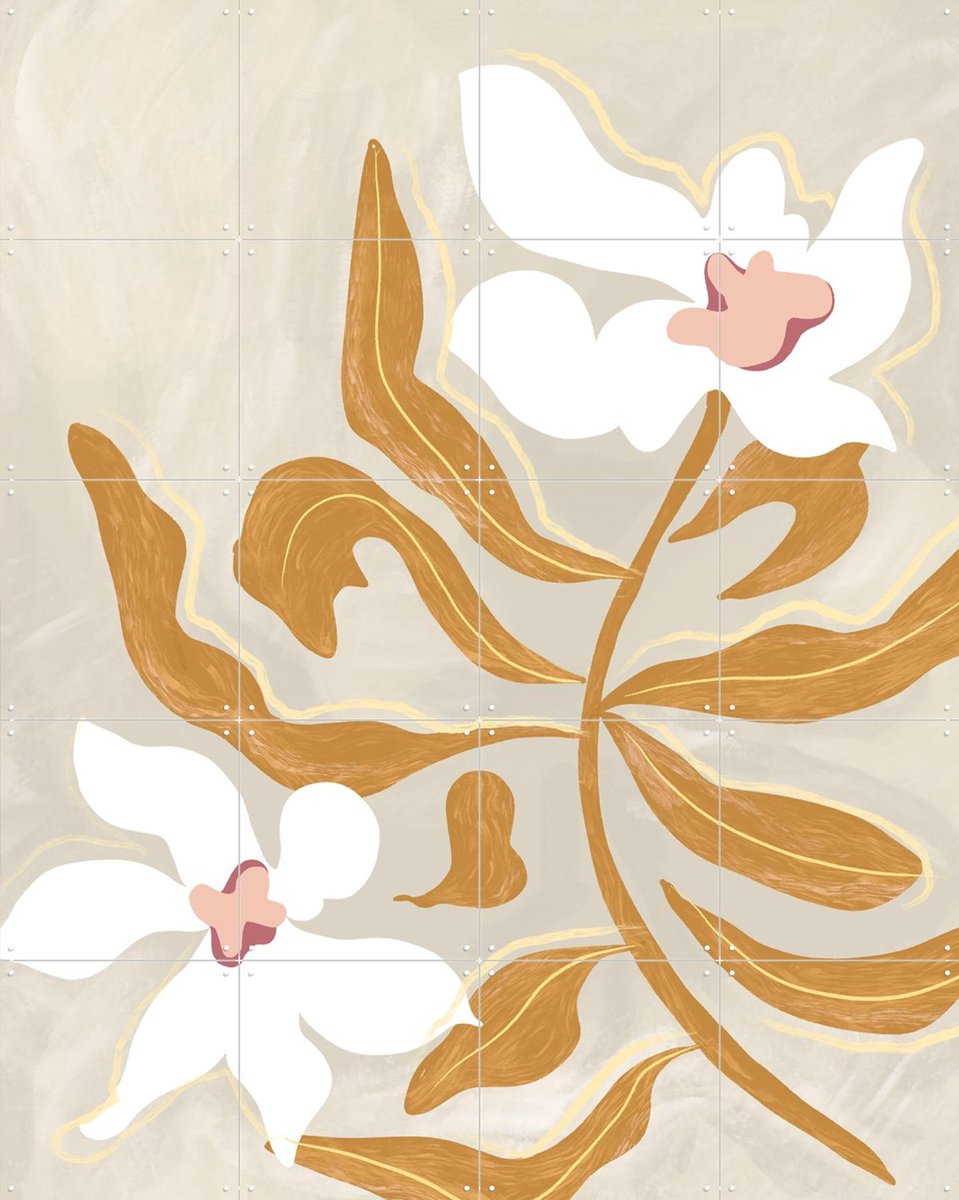 IXXI Flower Flower Flower, Arty Guava - 80 x 100 cm - Gratis ophangtool - Grote wanddecoratie en posters - Minimalisme, Illustraties, Digitale Kunst