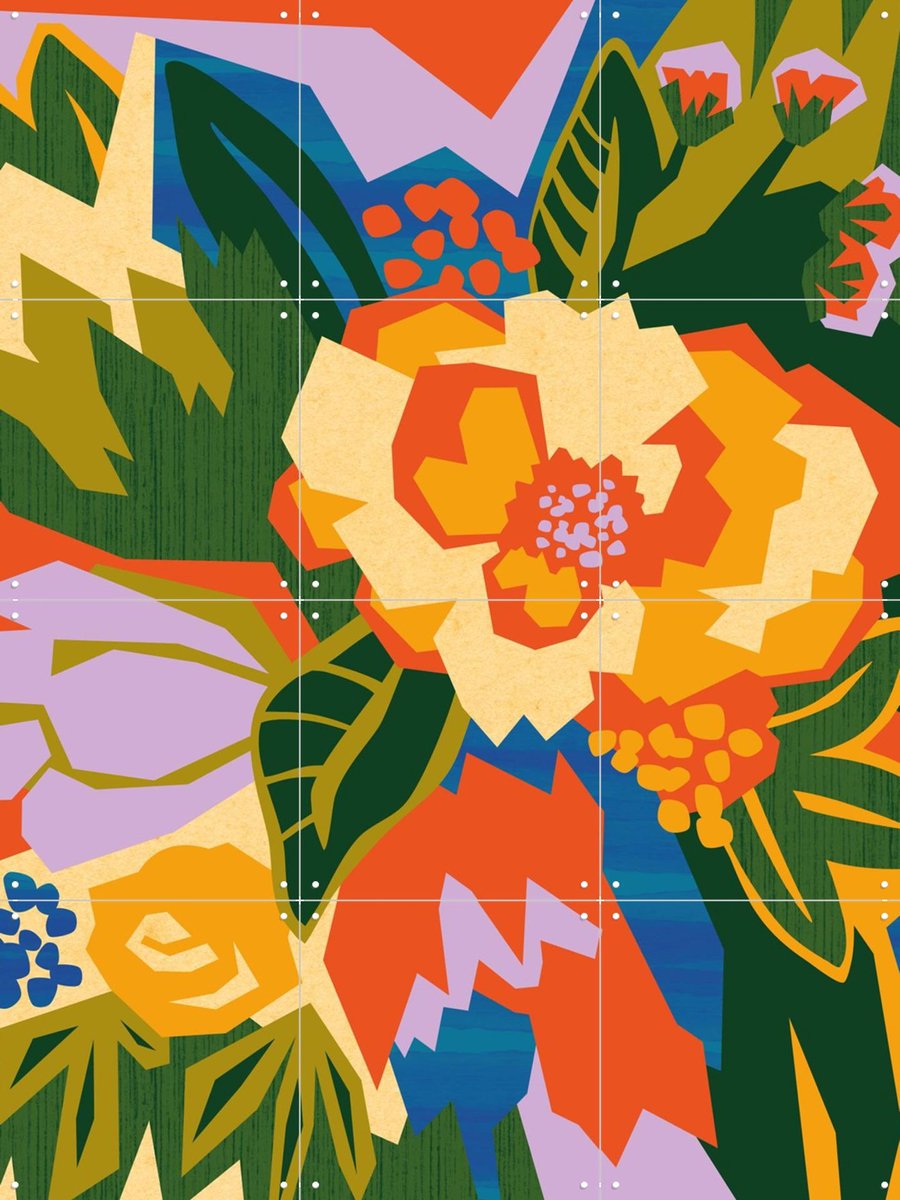 IXXI Springtime Arrangement, Megan Gallagher - 60 x 80 cm - Gratis ophangtool - Grote wanddecoratie en posters - Speels, Kleurrijk, Geometrische