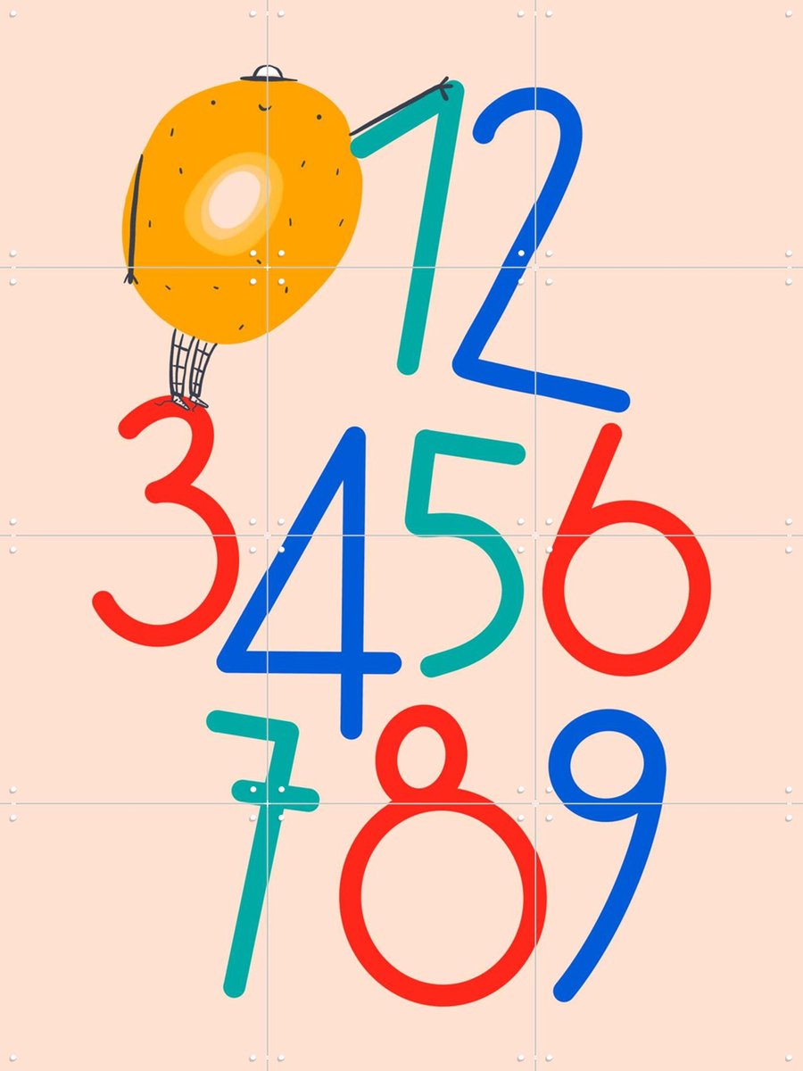 IXXI Tellen, Gozde - 60 x 80 cm - Gratis ophangtool - Grote wanddecoratie en posters Studeerkamer, Kinderkamer, Educatief