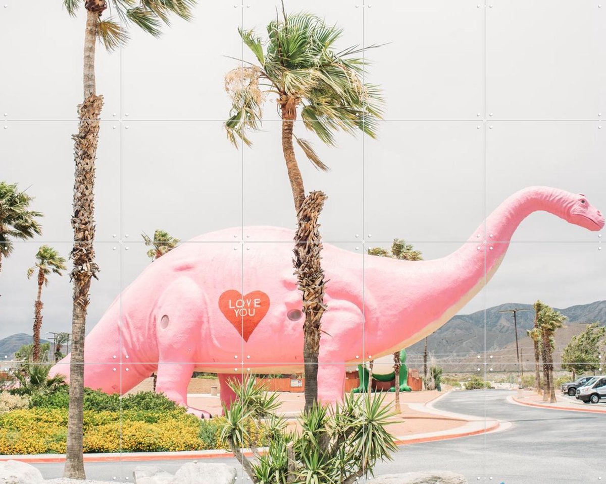 IXXI Pink Dinosaur Love, Pati Photography - 100 x 80 cm - Gratis ophangtool - Grote wanddecoratie en posters - Fotografie, Pop art, Speels