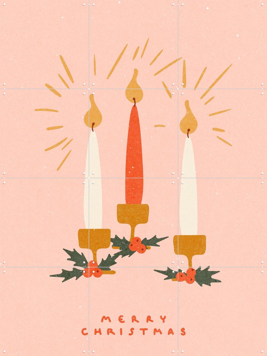 IXXI Christmas Candles, NKTN & Various - 60 x 80 cm - Gratis ophangtool - Grote wanddecoratie en posters - Illustraties, Speels, Woonkamer