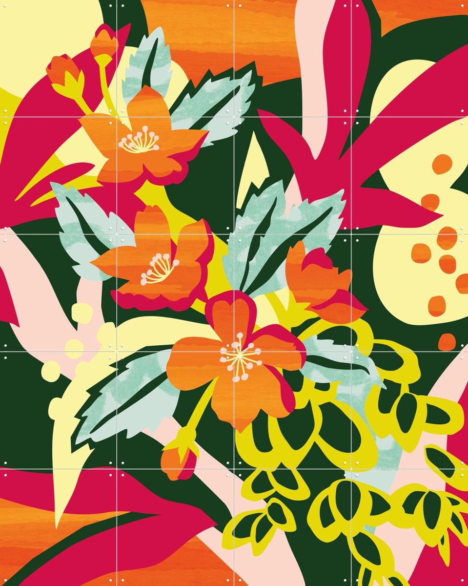 IXXI Flowers Are Cool Bright, Megan Gallagher - 80 x 100 cm - Gratis ophangtool - Grote wanddecoratie en posters - Kleurrijk, Gemengde Technieken