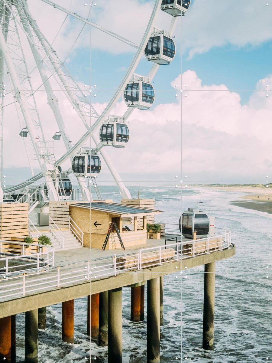 IXXI Scheveningen Ferris Wheel, Pati Photography - 60 x 80 cm - Gratis ophangtool - Grote wanddecoratie en posters - Fotografie, Mancave, Woonkamer
